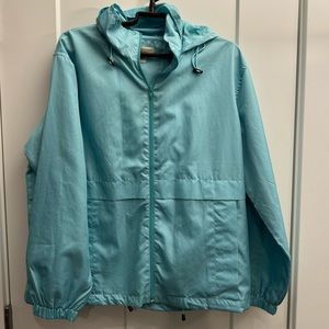 Appleseed's Petites Pastel Green Hooded Zip Front Windbreaker Size PM